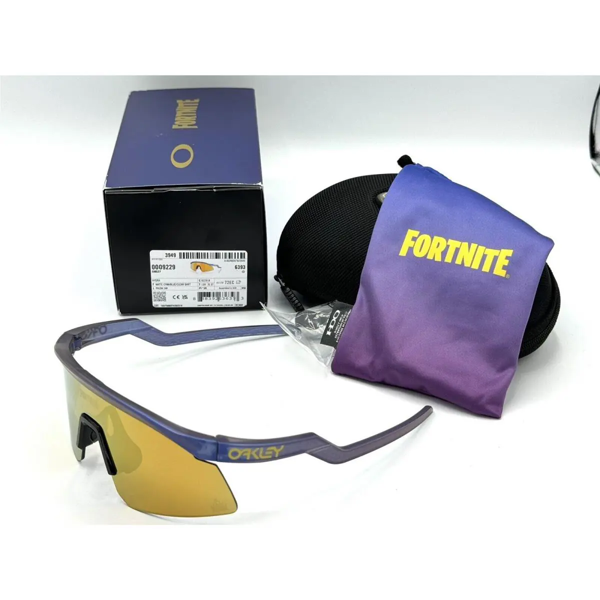 Hydra Fortnite Sunglasses Matte Cyan Blue Clear Colorshift -24K Gold by Oakley