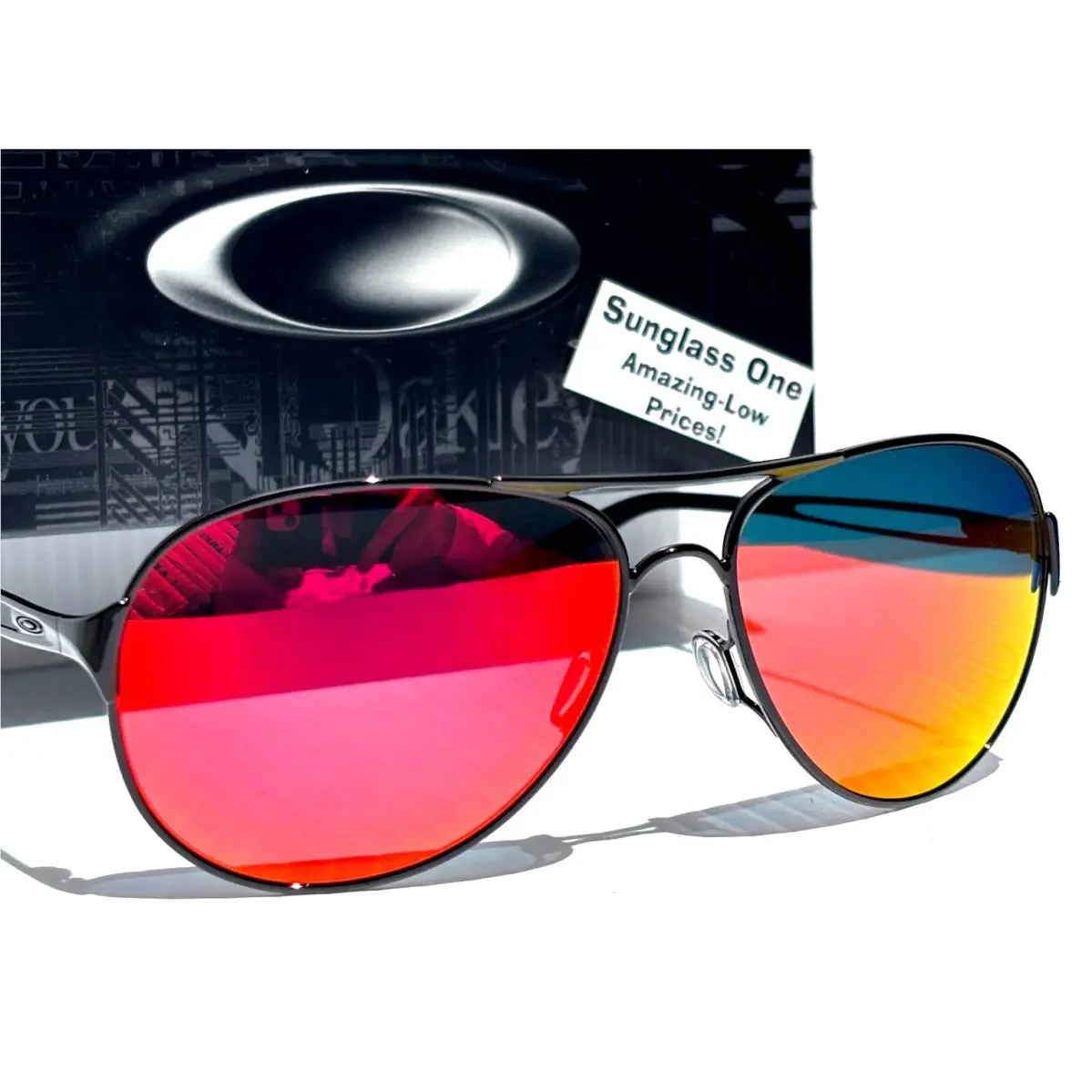 Oakley Caveat Shiny Black Polarized Galaxy Ruby Mirror Sunglass 4054-22