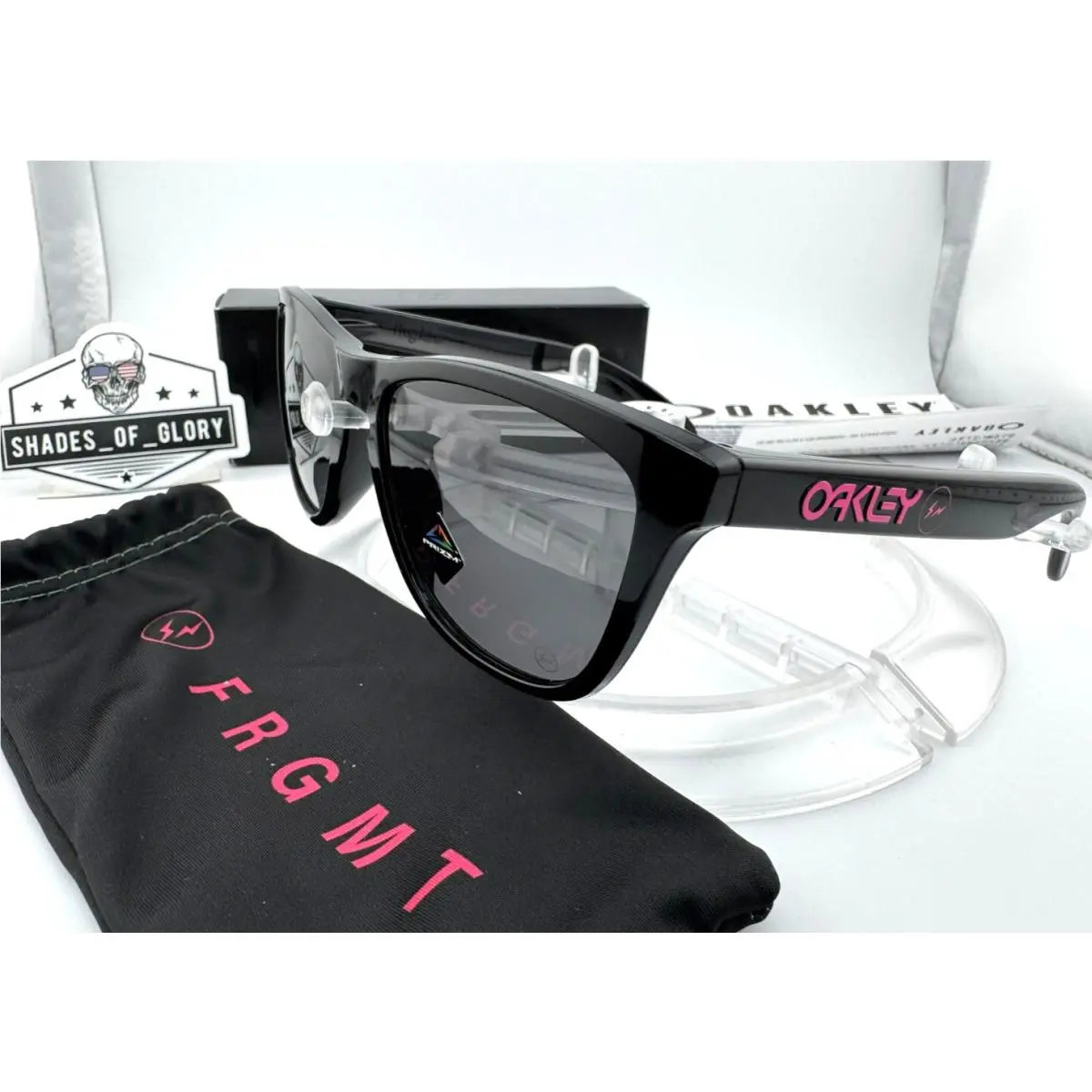 Oakley Frogskins Fragment Pink Polished Black Prizm Grey Sunglasses OO9245-D754