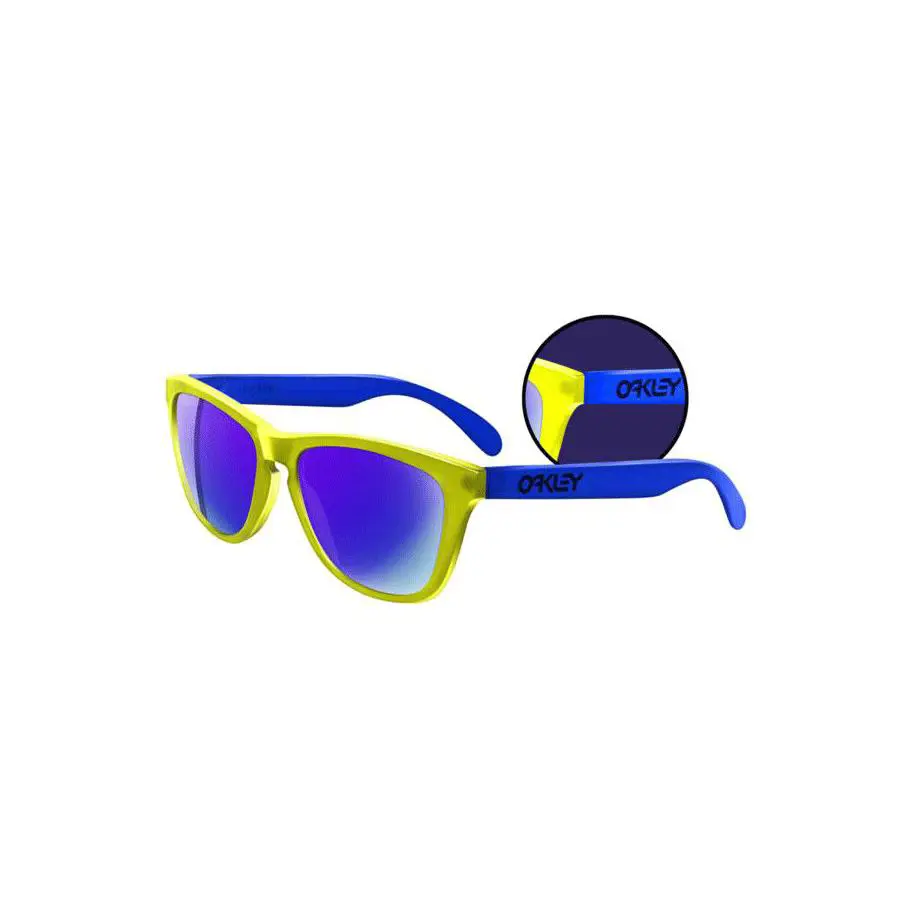 Oakley Frogskins Limited Edition Blacklight Yellow Blue W/blue Iridium 24-289 - Frame: Yellow/Blue, Lens: Blue