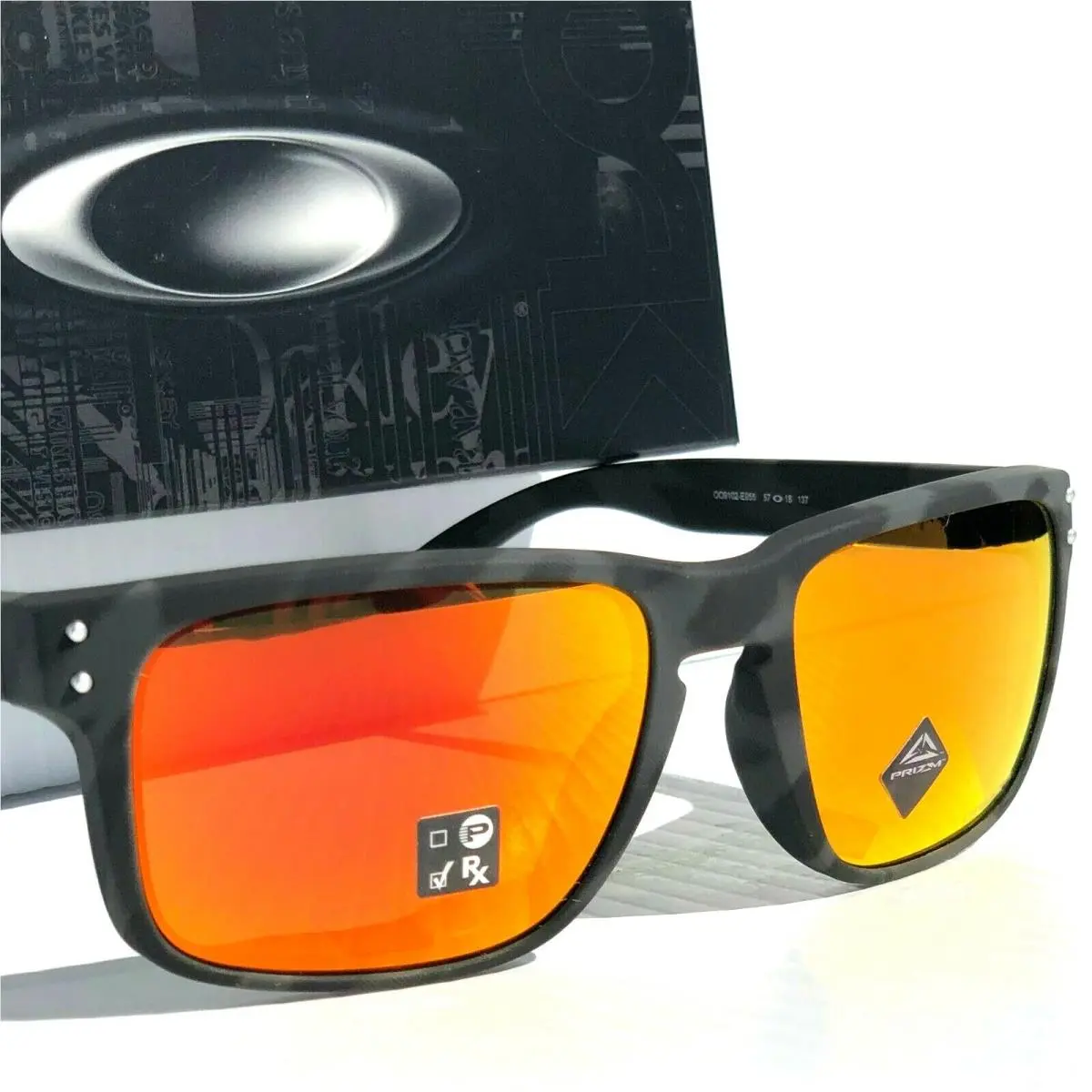 Oakley Holbrook Matte Black Camo Prizm Ruby Fire Iridium Sunglass 9102-E9
