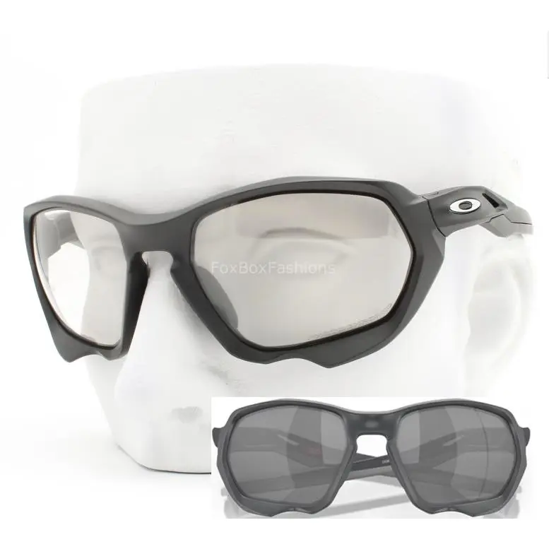 Oakley Plazma Sunglasses Matte Carbon Photochromic Clear Black OO9019-0559 Wcase