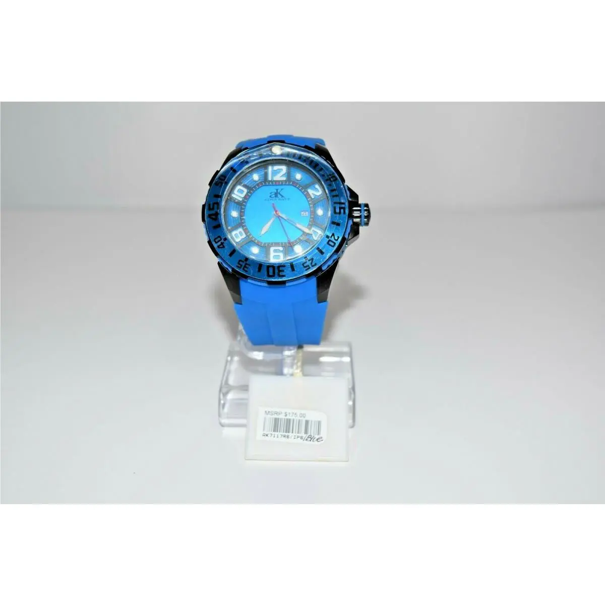 aK  Men`s Rubber SS Oversized AK7117RB Watch Blue by Adee Kaye