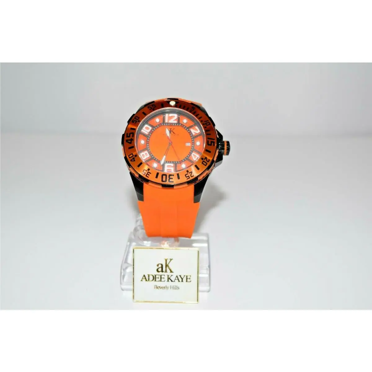 aK  Men`s Rubber SS Oversized AK7117RB Watch Orange by Adee Kaye