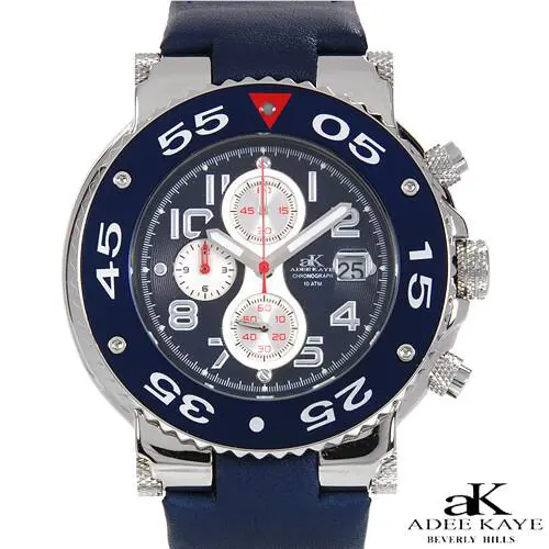 AK8026M Men’s Blue IP with Silver Trim Sports Chronograph Date Watch by Adee Kaye