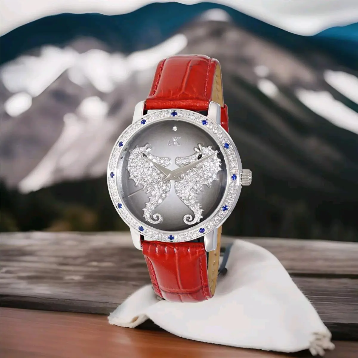 Seahorse Ladies Wrist Watch  with Austrian Stone Wrist AK2002-LRG by Adee Kaye