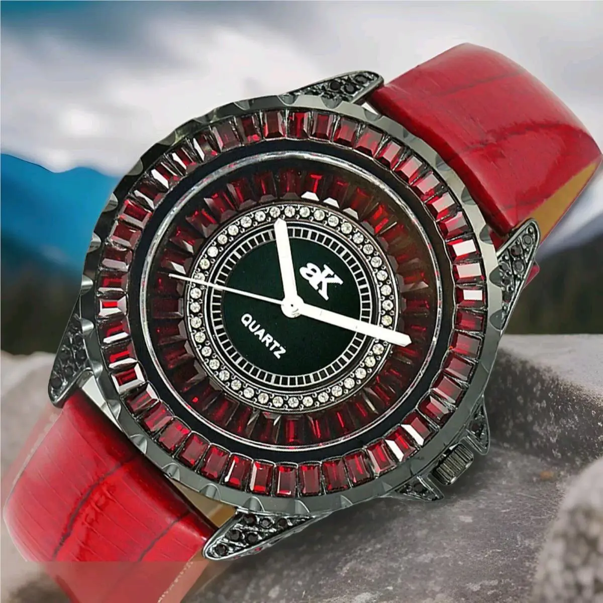 Mid Size Black IP Case 3 - Hands Crystal Stones Red White by Adee Kaye