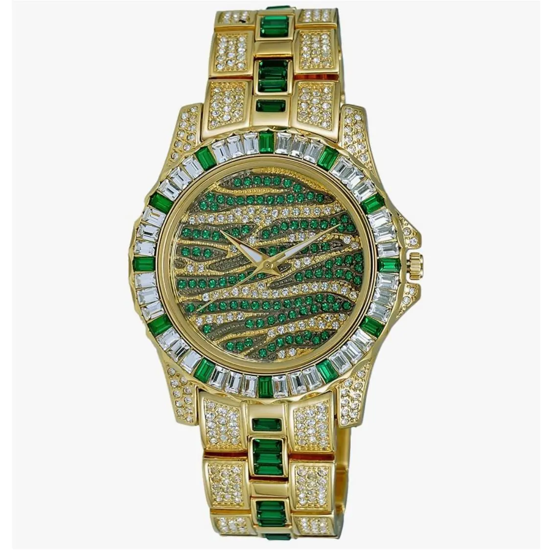 Adee Kaye Men`s Watch Chameleon Green Gold Tone Dial Brass Bracelet