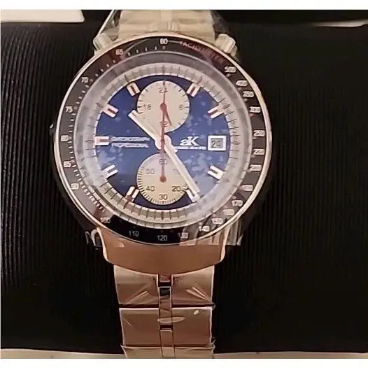Men`s Watch Muscle Quartz Blue and White Dial Bracelet AK5662-MBU by Adee Kaye