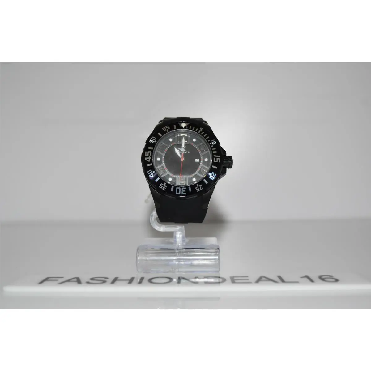 aK Adee Kaye Black SS Black Rubber Oversized AK7117RB/IPB Watch