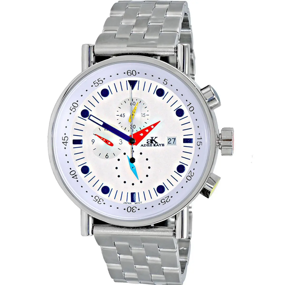 Adee Kaye Men`s Mando-mb White Dial Watch - AK2268-30SV
