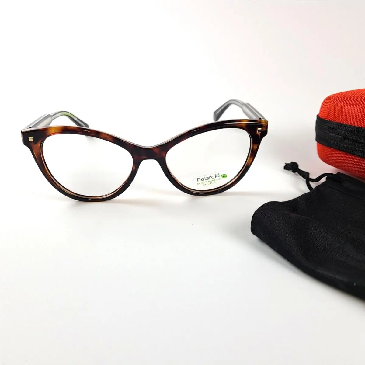 Polaroid Pld D446 086 Havana Eyeglasses Women Cat Eye 52-17-145 with Case
