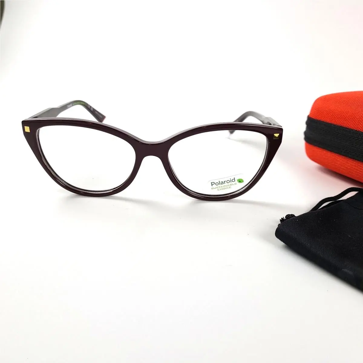 Polaroid Pld D493 Eyeglasses Women Burgundy Cat Eye 55-16-145 w/ Case