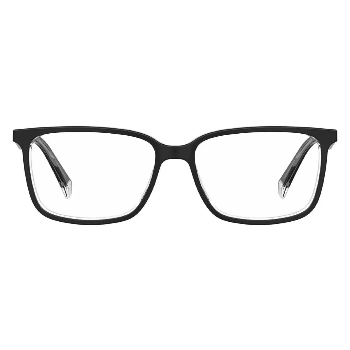 D 394 Eyeglasses Men 07C5 Black Crystal Rectangle 55 by Polaroid