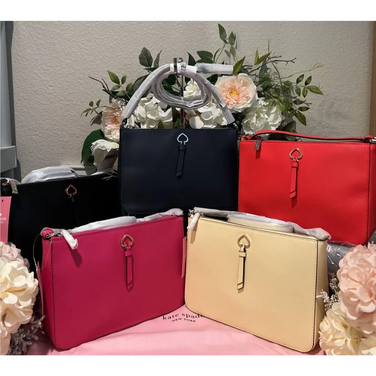 Kate Spade Leather Adel Crossbody Bag Black Blue Yellow Magenta or Geranium