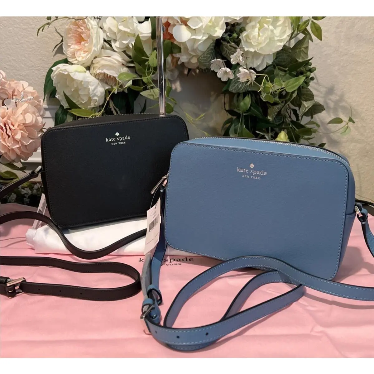 Kate Spade Leather Harper Crossbody Black/gold Hardware or Blue/silver Hardware
