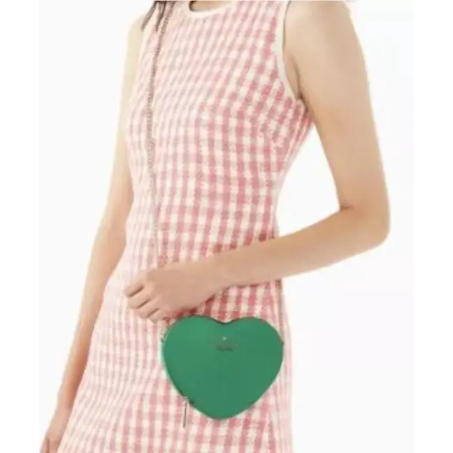 Love Shack Mini Heart Crossbody Choices: Red Green Blue Yellow Purple Green: Green bean Love Shack mini Heart New by Kate Spade