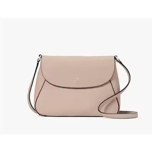 Kate Spade Spring Pebble Leather Monica Flap Crossbody/shoulder Bag Warm Beige