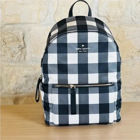 Kate Spade Chelsea Gingham Plaid Textured Backpack/wristlet Option