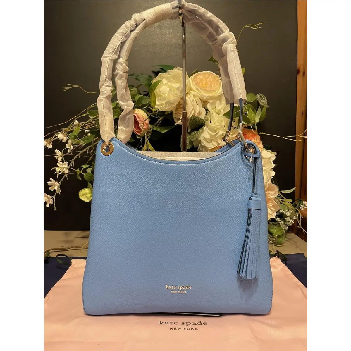 Kate Spade NY Loop Tassel Leather Shoulder Bag Tidepool Blue