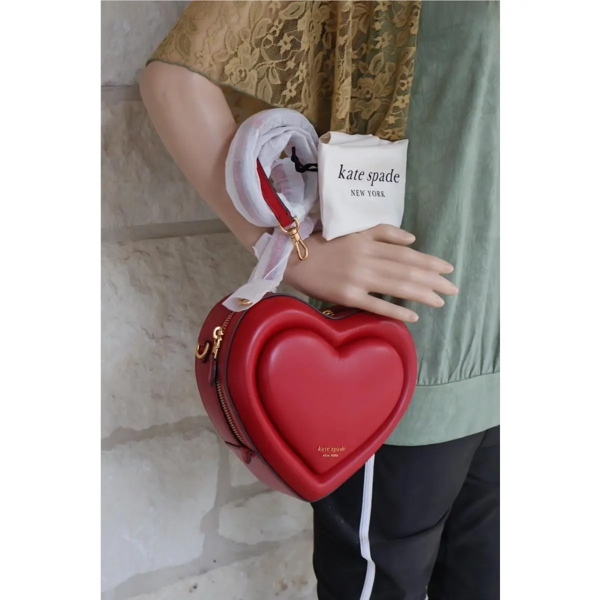 Pitter Patter Perfect Cherry Leather 3D Heart Satchel Bag Set Opt Pitter Patter Heart Bag Satchel Perfect Cherry 3D by Kate Spade