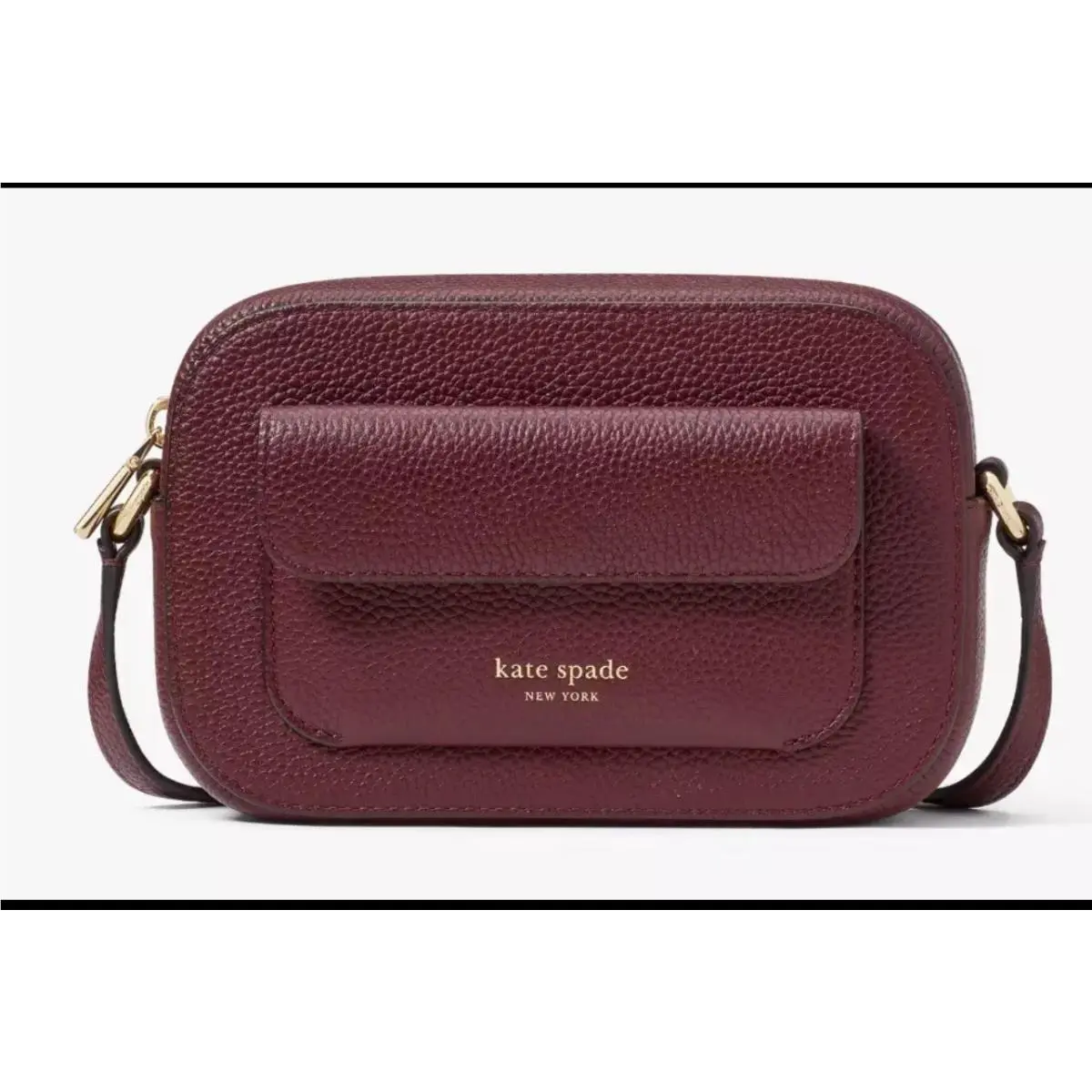 Kate Spade Ava Flap Crossbody Bag Leather Purse Cordovan Burgundy Rt