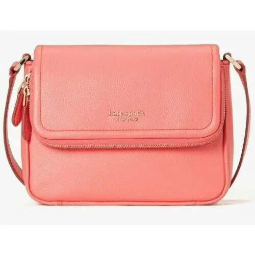 Kate Spade Run Around Large Flap Crossbody Peach Leather PXR00404 Retail
