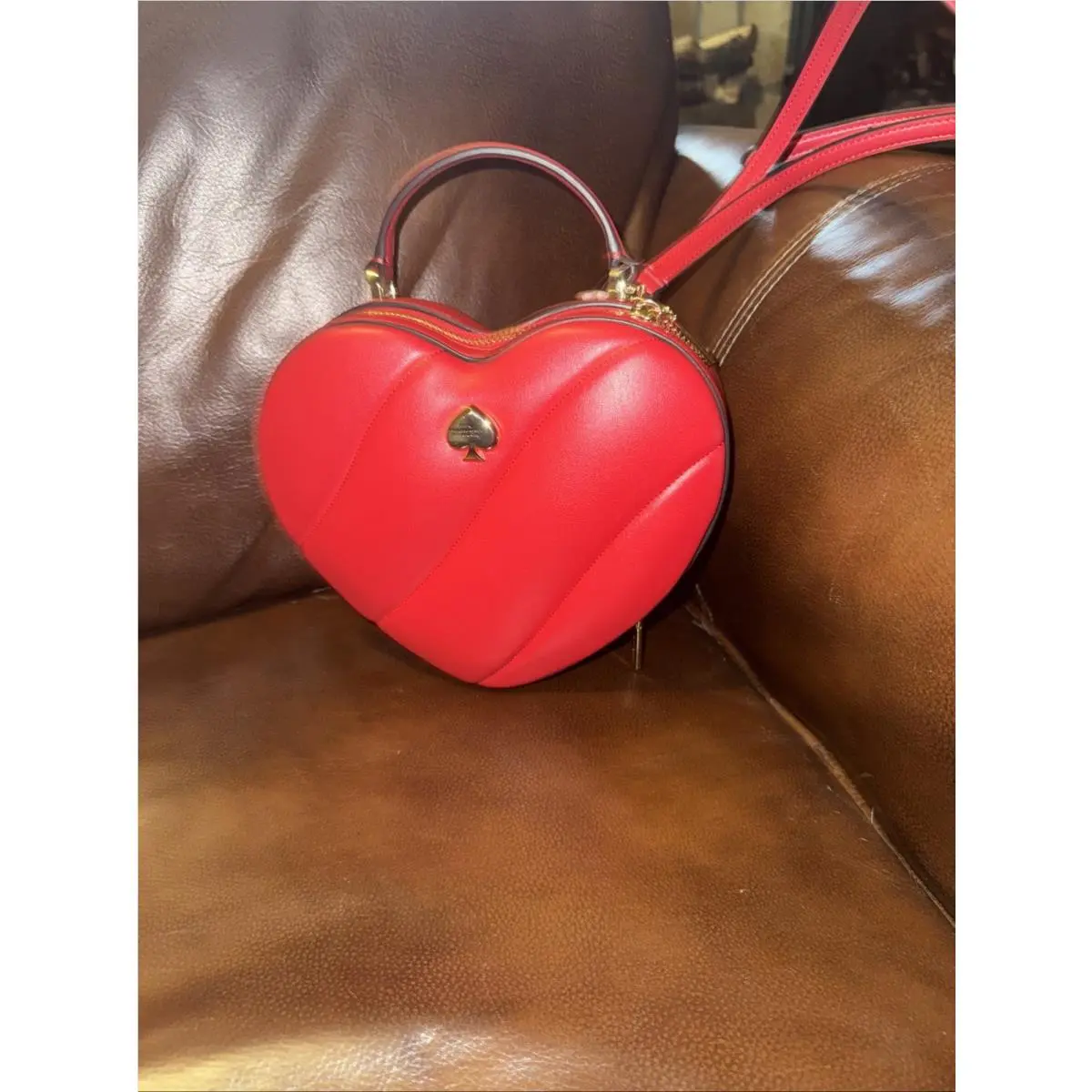 Kate Spade Love Shack 3D Heart Crossbody Bag Red Leather KK191 Purse