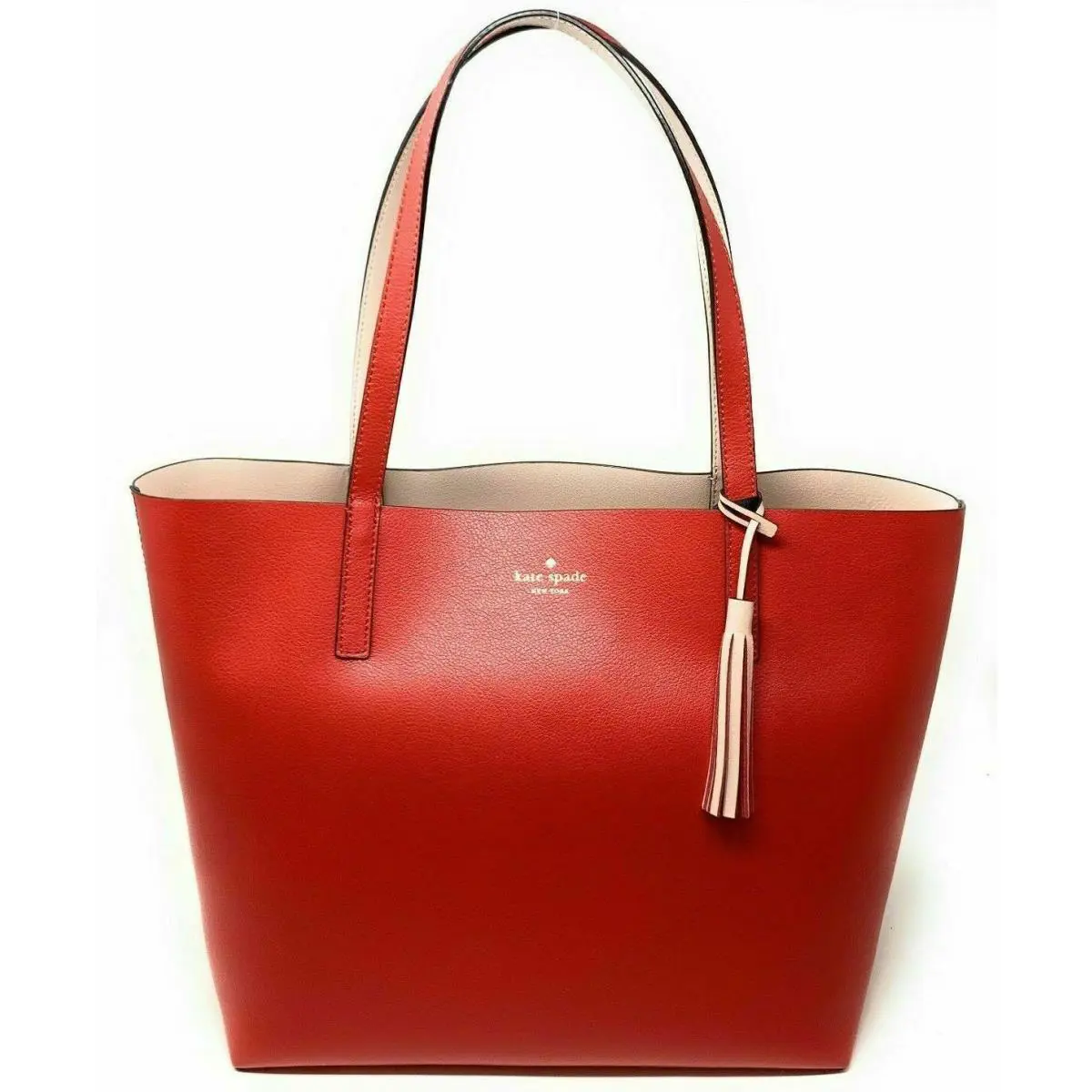 Kate Spade Lakeland Marina Reversible Red / Beige Leather Tote WKRU5342 FS