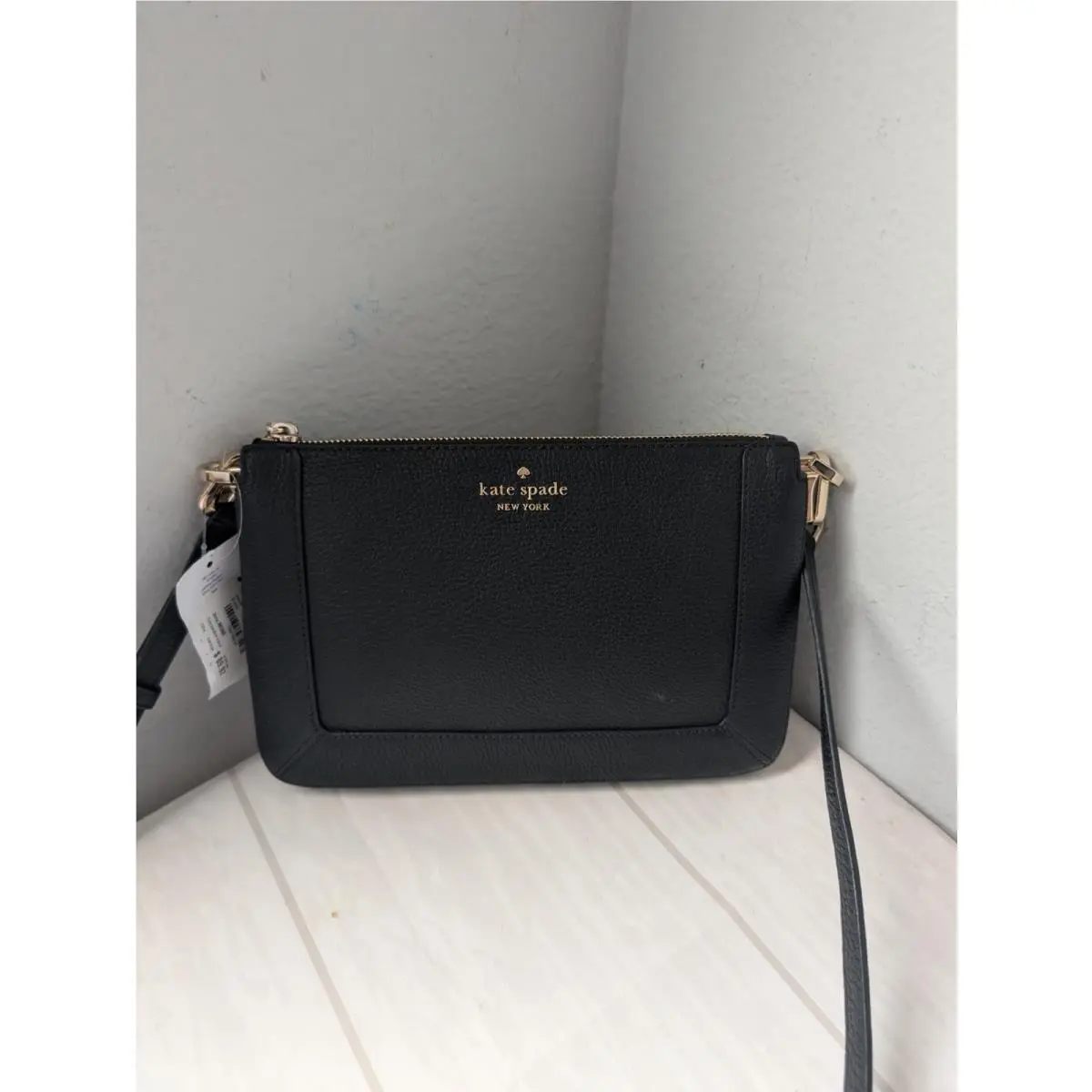 KH430 Lena Double Compartment Leather Crossbody in Black by Kate Spade