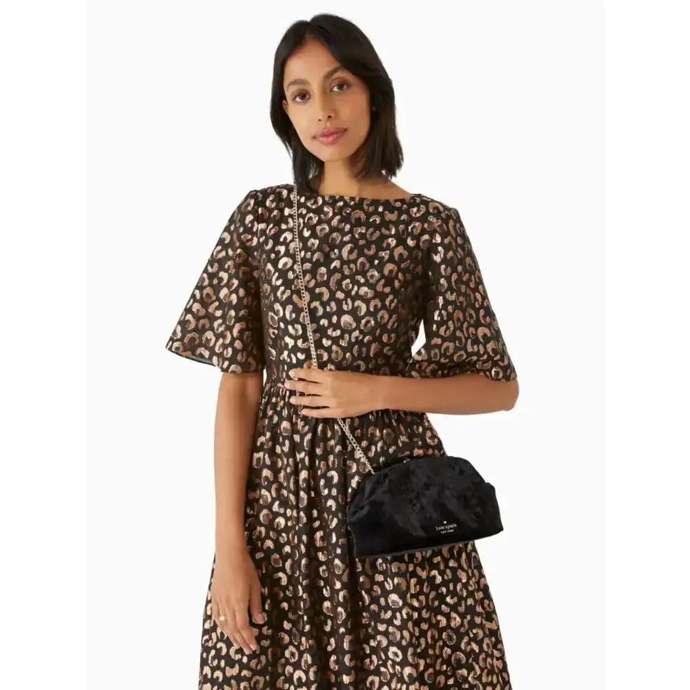 Kate Spade Crushed Velvet Convertible Clutch Crossbody IN Black K9354