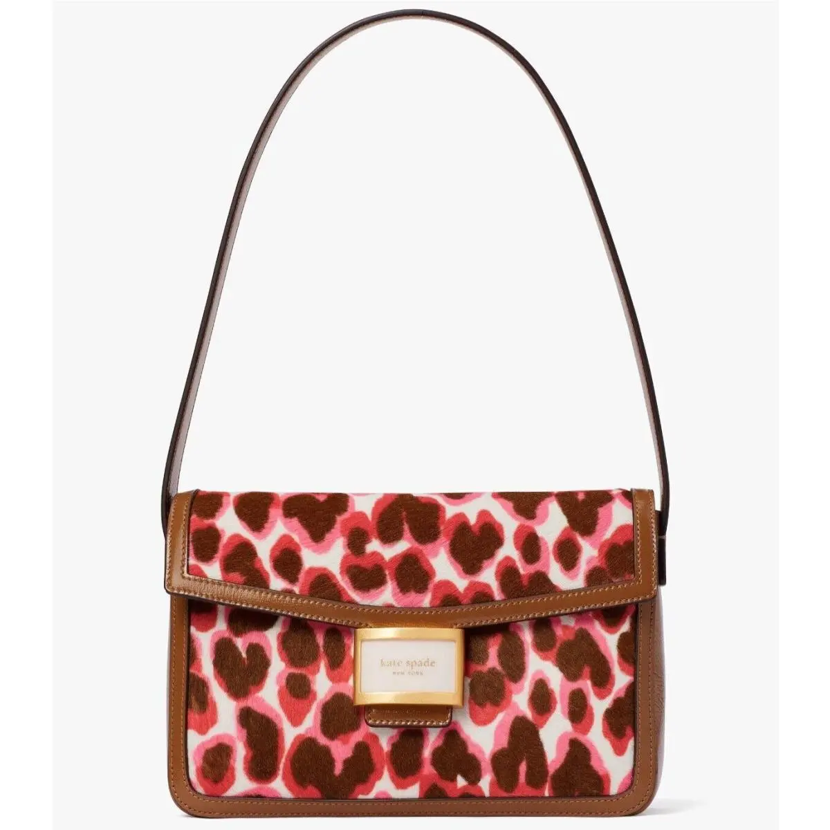 Kate Spade Katy Shoulder Pink Leopard Calf Hair Brown Leather K8969 Leopardo Y