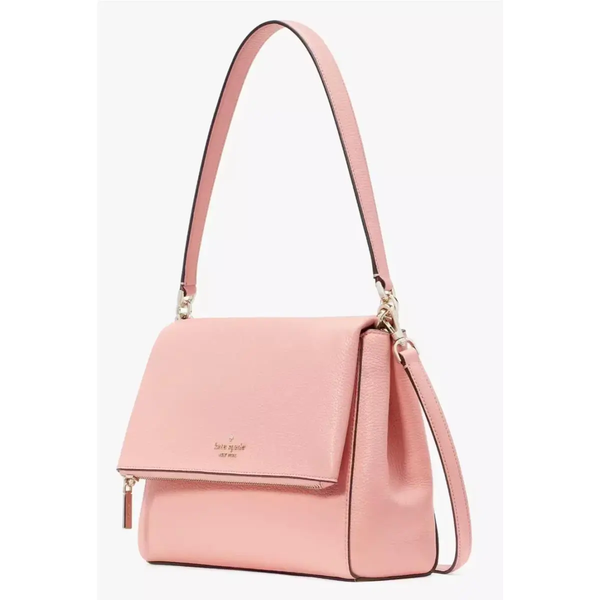 Kate Spade Leila Peachy Rose Pink Medium Flap Shoulder Bag K6029