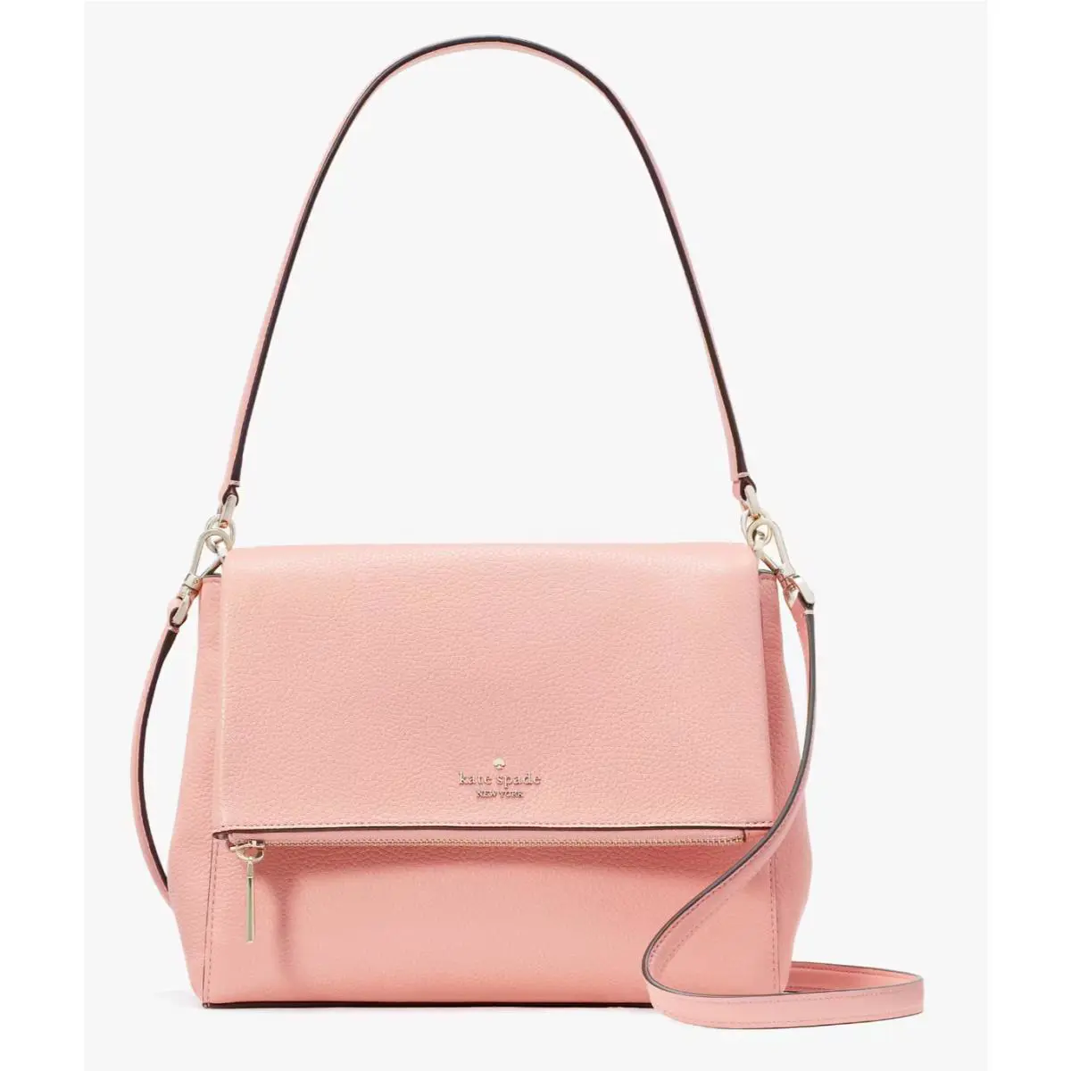 Kate Spade Leila Peachy Rose Pink Medium Flap Shoulder Bag K6029