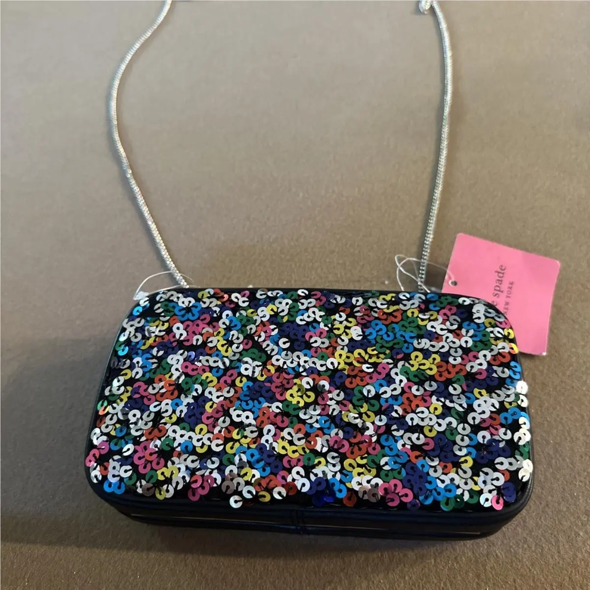 Tonight Sequins Embellished Leather Crossbody Clutch PXR00277 FS by Kate Spade