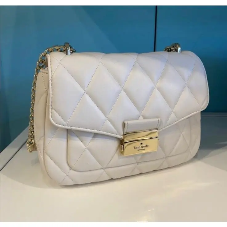 Kate Spade Carey Small Flap Chain Shoulder Bag Crossbody In Parchment