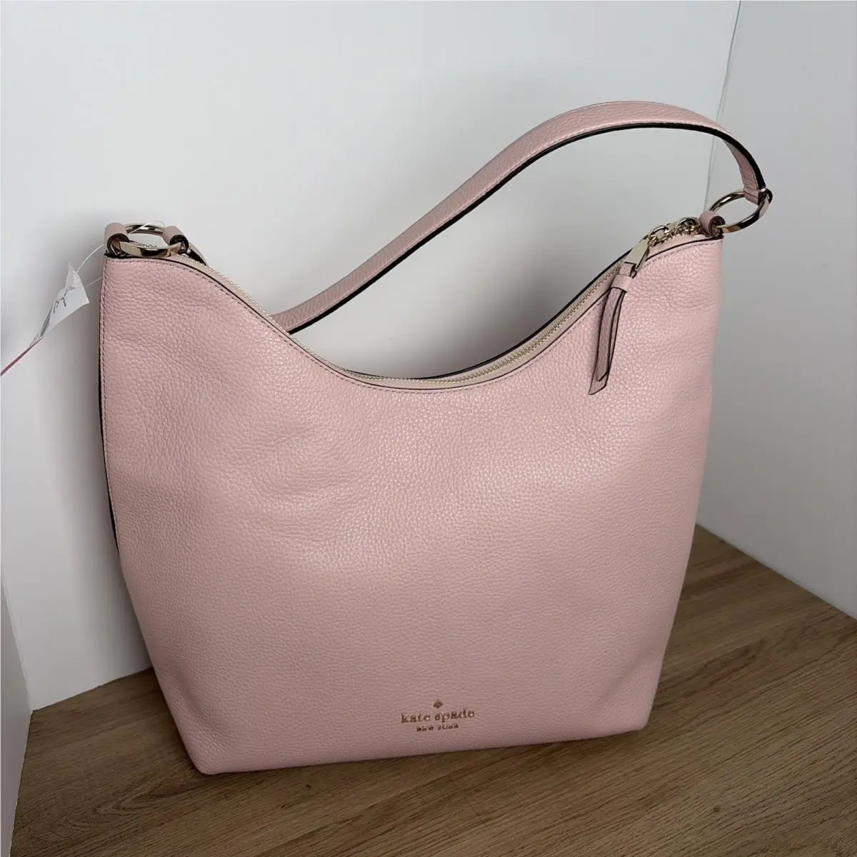 Kate Spade Zippy Pebbled Leather Shoulder Tote Hobo Purse Rose Smoke W/dustbag