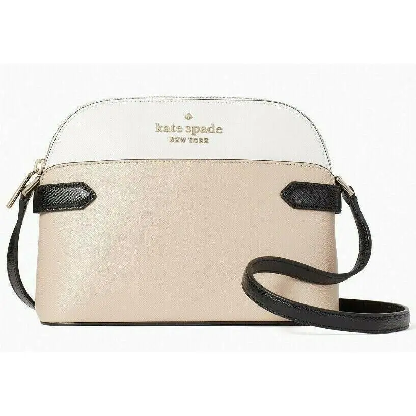 Kate Spade Staci White Beige Leather Dome Crossbody WKR00643 Retail