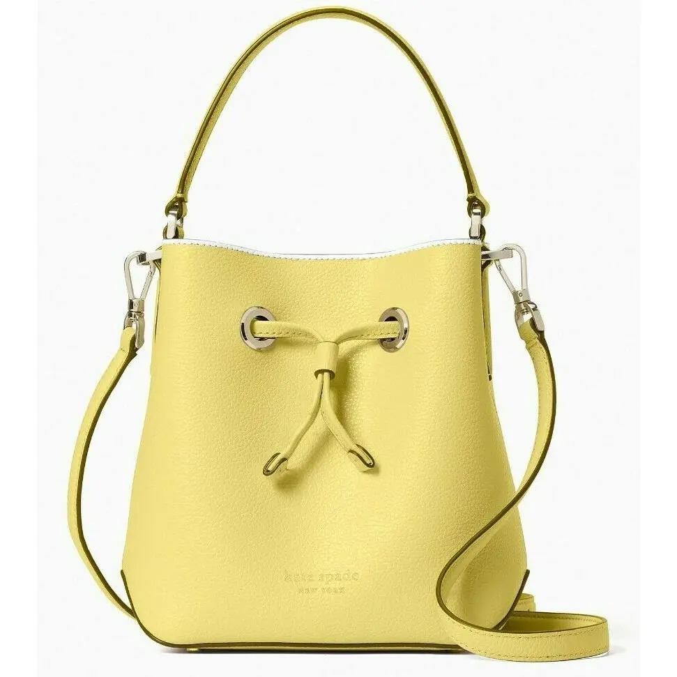 Kate Spade Eva Small Bucket Yellow Limelight Leather WKRU6736 Ret FS