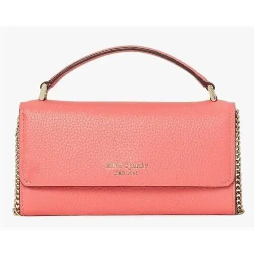 Kate Spade Roulette Top Handle Peach Leather Crossbody Chain PWR00383