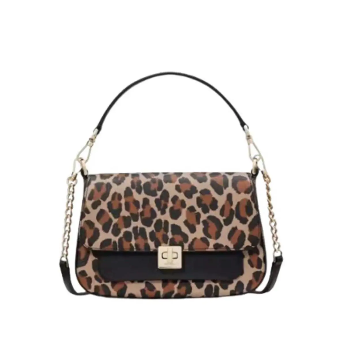 Kate Spade Leather Phoebe Small Flap Crossbody In Spotted Leopard Brown