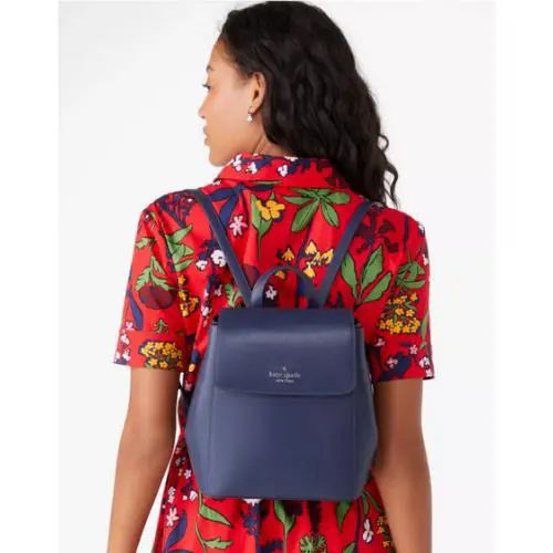 Kate Spade New York Madison Flap Saffiano Leather Medium Backpack Parisian Navy