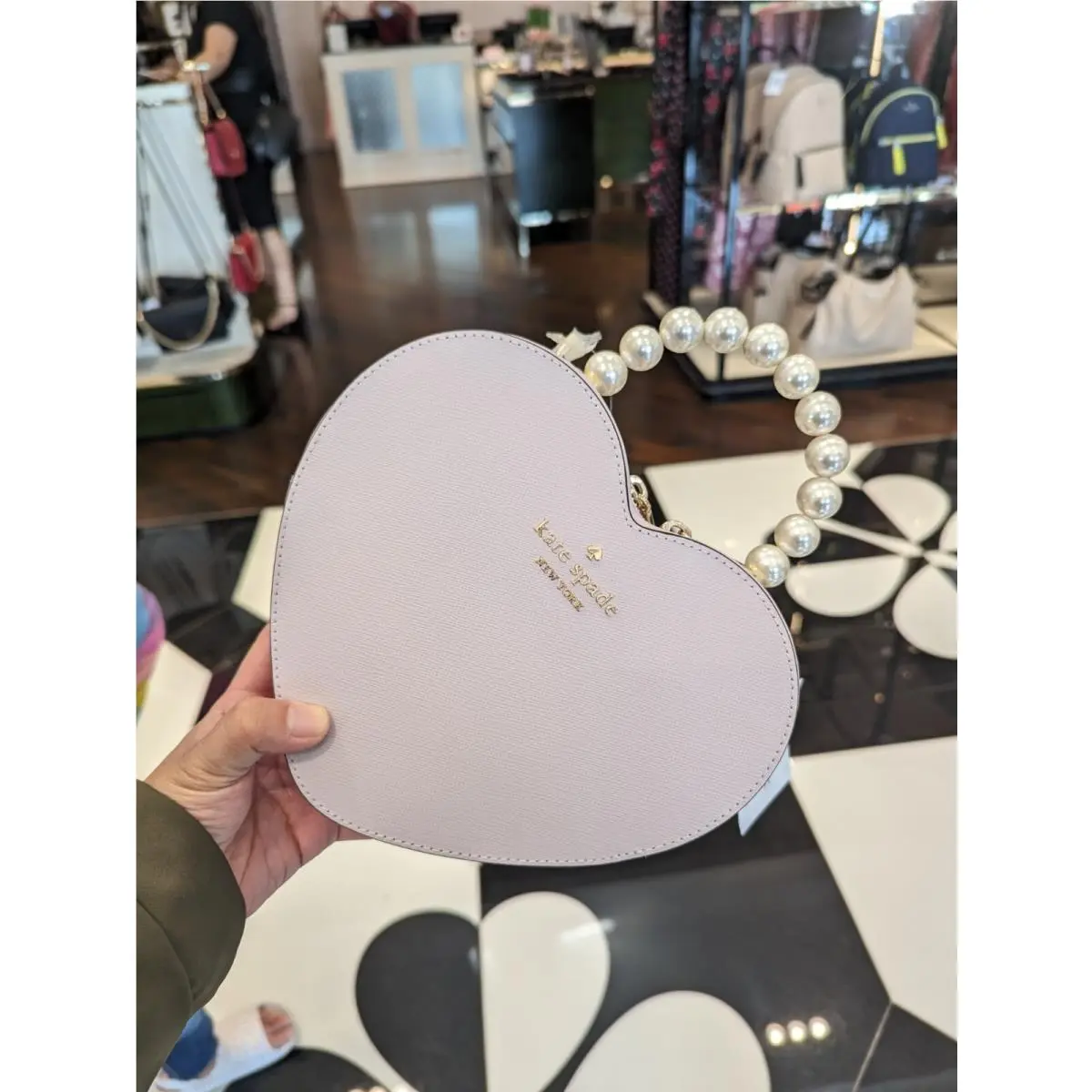 Kate Spade Love Shack Heart Pearl Crossbody Bag Leather Lilac Moon KF516 New