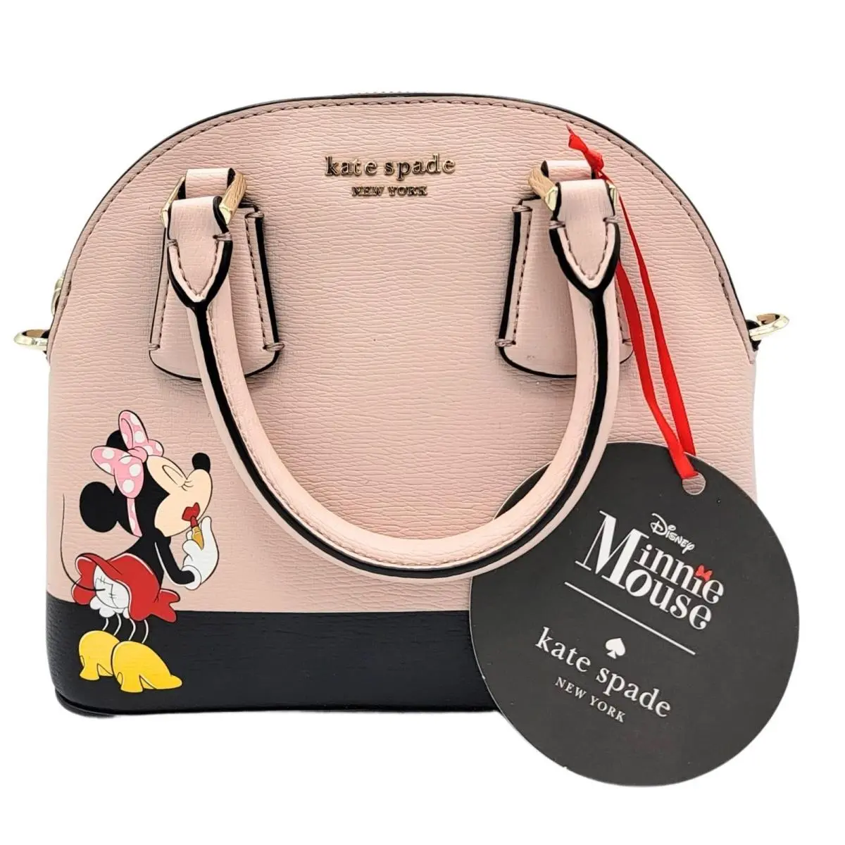R Kate Spade Disney Minnie Mouse Mini Dome Satchel - Handle/Strap: Beige, Hardware: Gold, Exterior: Multicolor