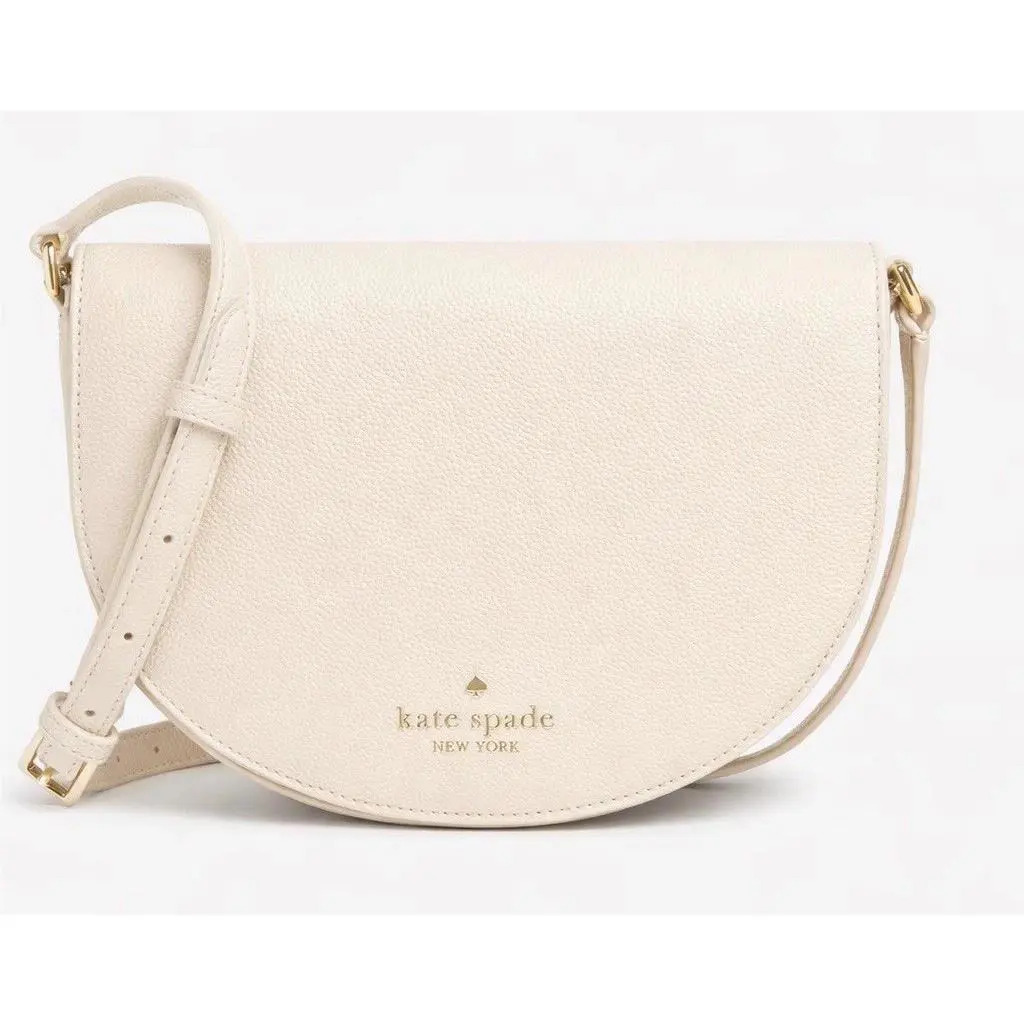 Kate Spade Luna Crescent Crossbody Bag Leather Cream Ivory New