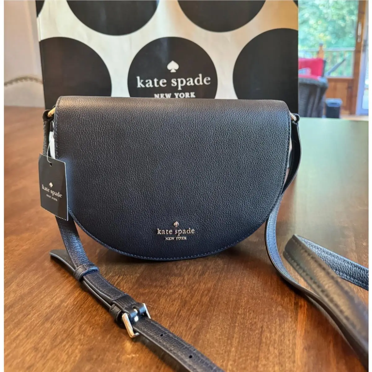 Kate Spade Luna Crescent Crossbody Black Leather Purse K8146 Retail