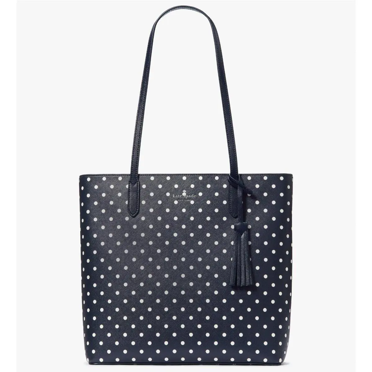 Kate Spade Jana Large Navy Dark Blue Tote White Polka Dot KE483 Retail