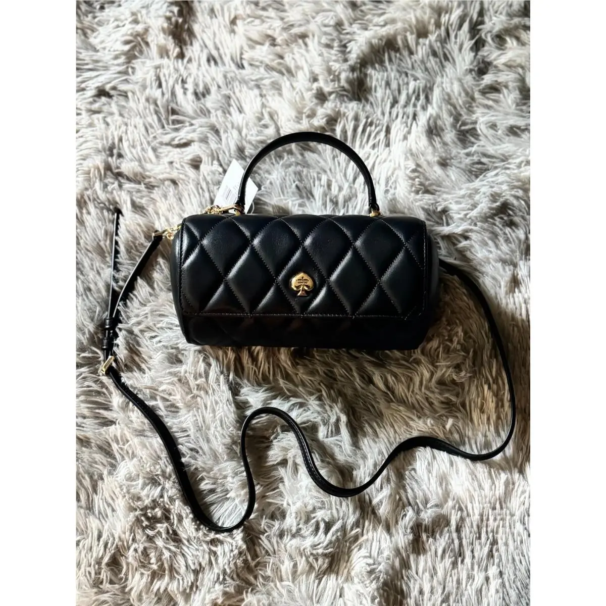 Kate Spade Heart 3D Barrel Quilted Crossbody - Black - Love Shack KK175