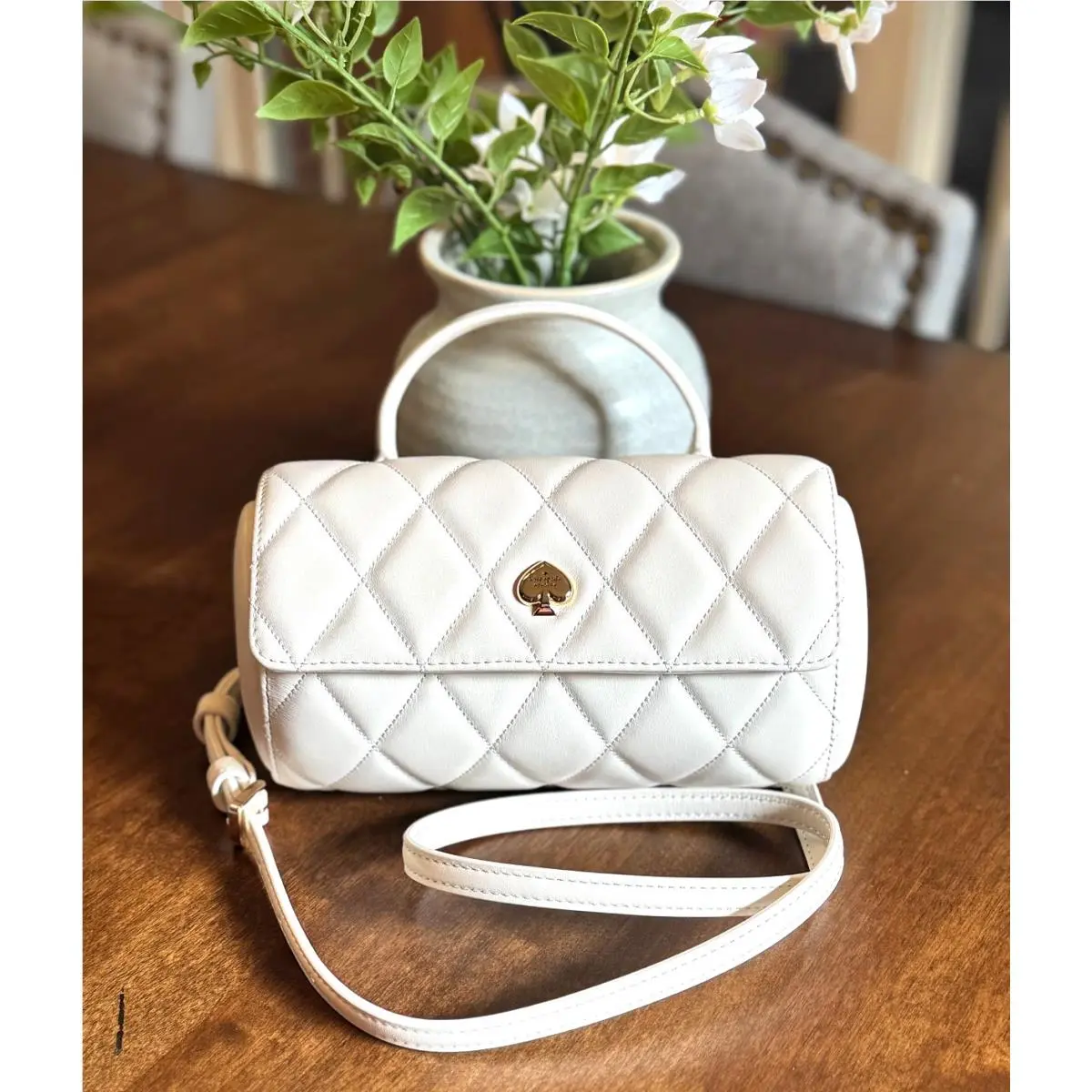 Kate Spade Heart 3D Barrel Quilted Crossbody - Meringue - Love Shack KK175