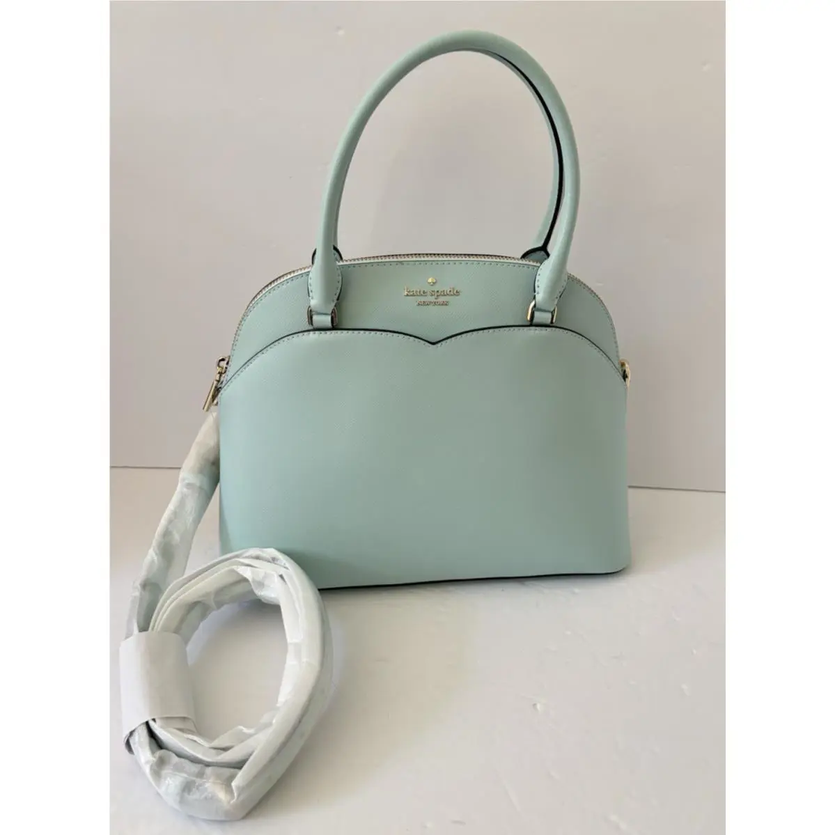 Kate Spade New York Blue Glow Medium Dome Satchel Purse Bag Saffiano Leather